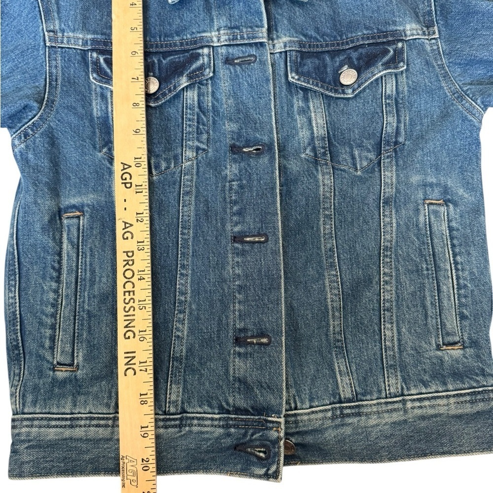 Everlane XXS Blue Denim Jacket Classic Trucker Western Jean Coat T16 - Picture 4 of 8